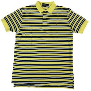 Vintage 90s Polo Ralph Lauren Polo Shirt Men's M Yellow Stripe Pony Cotton USA